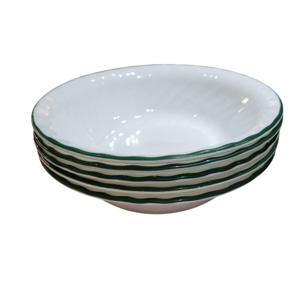 Set of 5: Corelle Callaway Ivy Soup Salad Bowls White Green Rim